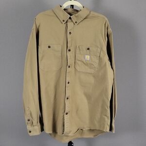 Carhartt Men's Rugged Flex Relaxed Fit Long Sleeve Button Down Shirt, Size XL